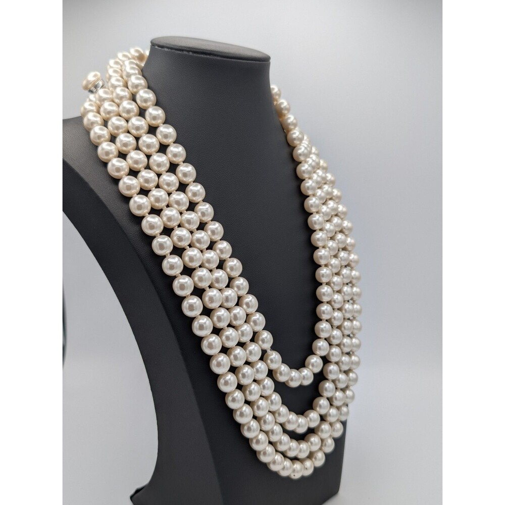 Vtg 1960s Opera Length 90" Japan Endless Glass Faux Pearls Hand Knotted Necklace - Picture 2 of 10